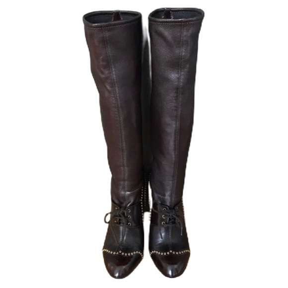 Sergio Rossi (Vero Cuoio) Over the Knee Leather Boots - Picture 4 of 13